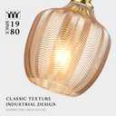 Modern Glass Pendant Light, 6.5"x14" Amber Sunset-Striped Hanging Fixture with Gold Cap, 15"-72" Adjustable Line, E26 Socket for Dining Room or Lounge Sunset Gold Bordeaux