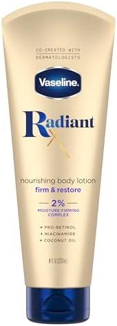 Vaseline Radiant X Firm & Restore with Pro-Retinol, Niacinamide & Coconut Oil, Nourishing Body Lotion 8 oz