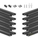 BTF-LIGHTING 20Pack 1.64FT/0.5M U Shape Black LED Aluminum Channel System with Black Cover Lens,Aluminum Extrusion Track Housing Profile Diffuse for 8/10/12mm SMD FCOB Strip Lights