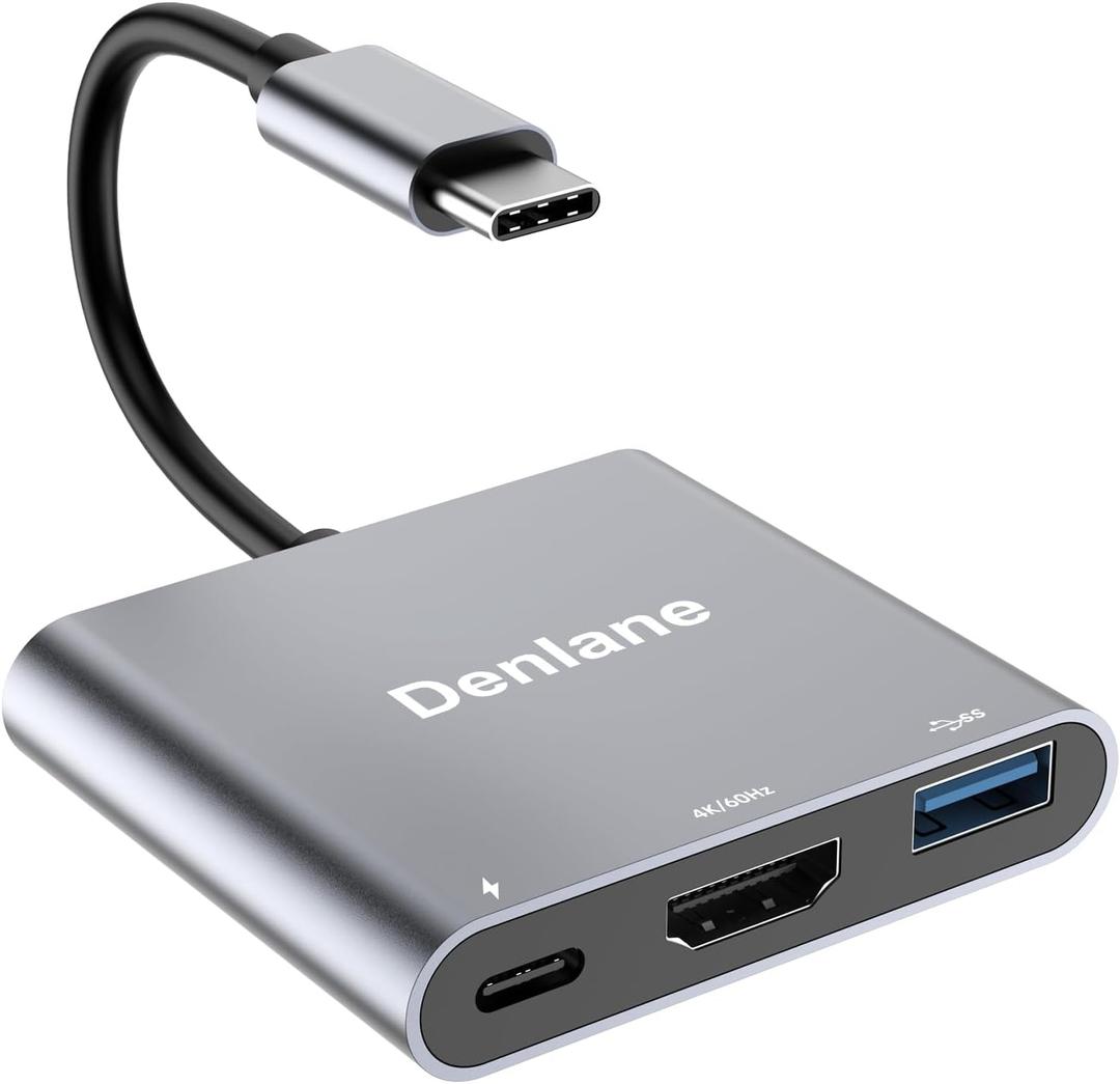 USB C to HDMI Adapter 4K@60Hz, USBC Digital AV Multiport Adapter with USB 3.0 & 100W Fast Charging, Type C to HDMI Converter for iPad/Mac/MacBook, USB-C Laptop Hub for Dell/Lenovo/Samsung...