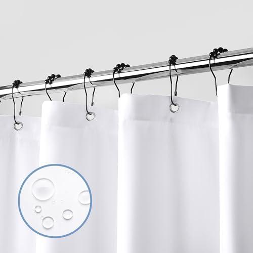 downluxe Waterproof Fabric Shower Curtain Liner, Soft Cloth Shower Liner with 3 Magnets, Machine Washable & Hotel Quality Bathroom Curtain, 70" W x 72" L, White