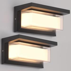 2 Pack 24W LED Outdoor Wall Lights Exterior/Interior Adjustable 3-Color Sconces Lights 2100LM IP65 Waterproof Modern Outdoor Wall Mount Lighting Fixtures Aluminum Wall Lights Compatible with Dimmers