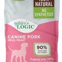 NATURE'S LOGIC Dry Dog Food - 100% Natural - No Synthetics - for All Ages, Sizes, Breeds - Free from Common Allergens, High Protein - Pork Meal Feast, 25lbs Best By: 12/24/2026