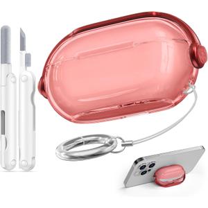 Wowway for Beats Solo Buds Case Cover with Anti-Drop Lock Protection, Anti-Yellowing TPU Clear Cover with Cleaner Kit, Compatibility with Beats Solo Buds Wireless Earbuds - Red