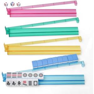 Amazon.com: CHICMOSS Mahjong Racks with Pushers, All-in-One Mahjong Tile Pushers and Racks with 3 Dices, Modern American Tile Set of 4 (4 Colors) : Toys & Games