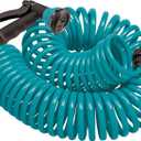Orbit 26381 Coil Garden Hose, 25 Feet, with 8-Pattern Hose Nozzle (Blue)