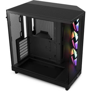 NZXT H6 Flow RGB Mid-Tower Airflow Case with 3 RGB Fans, Panoramic Glass Panels, Cable Management - Black