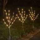 3 Pack LED Twig Garden Lights with Stakes for Walkway Driveway Yard Lighted Brown Branches 60 LED Decorative Lights