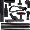 12 Pcs Universal Vacuum Attachment Kit, Vacuum Hose Adapter, 1-1/4" Vacuum Cleaners Accessories with Horse Hair Brush Extension Wand Wheeled Floor Brush Flexible Crevice Tool