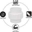 2 Pack 2" PVC Union Coupling Pipe Fitting (Socket x Socket) 2 Inch PVC Slip Union PVC Adapter Coupling Schedule 40, EPDM O-Ring, White