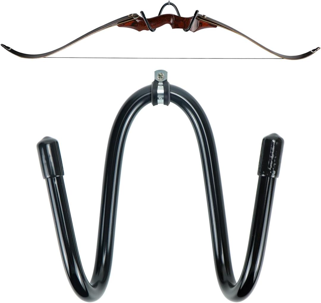 Bow Hanger Display Flexible Archery Rack Bow Wall Mount Holder Wall Hook Stand for Your Bow, Rubber Protection and No Scratches