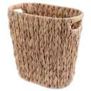 Wicker Waste Basket, Large Boho Woven Trash Basket Trash Can Natural Brown Wicker Garbage Can with Handles for Office Bathroom Bedrooms