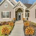 Fall Orange Artificial Flowers with Ground Stakes - 2 Pack 21 Inch UV Resistant Artificial Plants for Garden, Patio or Porch Thanksgiving Decorations