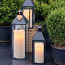 Large Outdoor Flameless Candles with Remote Timer White Plastic Waterproof Battery Operated LED Flickering Pillar Candles for Garden Patio Porch Lantern Decor(2 Pack, 4" D x 8", 10" H)