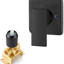 Heyalan Bathroom Shower Valve Mixer Single-Function Single Handle Trim Kit Wall Mount Brass Faucet Shower Rough-In Valve Female Thread,Square,Matte Black
