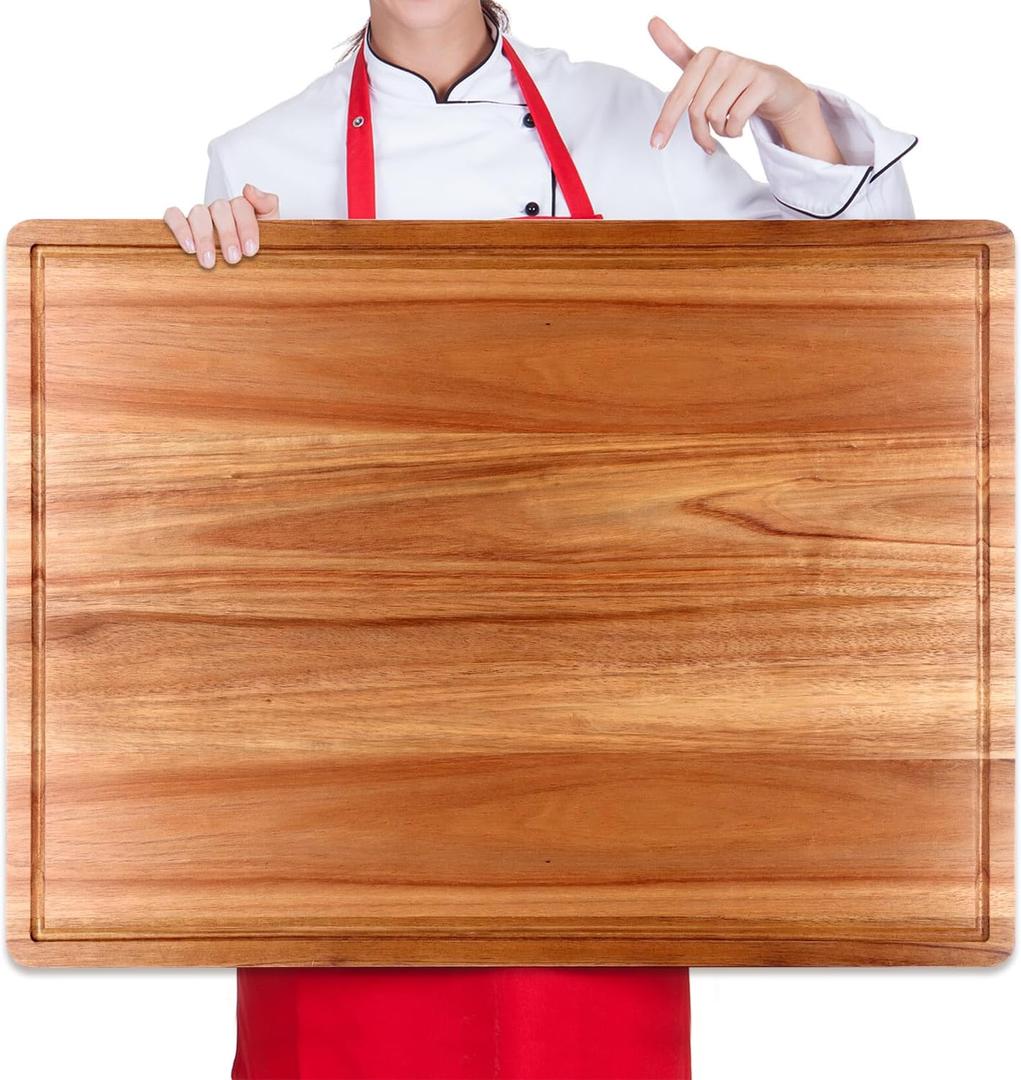 20" XL Extra Large Wooden Cutting Boards for Kitchen Charcuterie Boards Hardwood Solid Chopping Board Big Acacia Wood Cutting Board Meat Serving Cheese Board Thick Butcher Block Turkey Carving Board, 20"L x 15"W