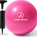 ProBody Pilates Small Exercise Ball with Pump - 9 Inch Workout Ball for Stability, Barre, Yoga, Core & Physical Therapy (Pink)