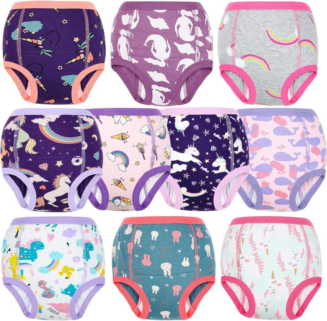 MooMoo Baby Potty Training Underwear 10 Packs Absorbent Toddler Training Pants for Boys and Girls Cotton Pee Pants 5T