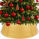 Bribay Gold Metal Christmas Tree Collar, 28 Inch 5 Panel Brass Tree Collar Base Stand for Artificial Trees, Perfect for Xmas Tree Base Cover Decoration