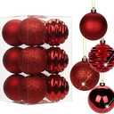 3.15" Christmas Ball Ornaments Red 12 Pcs Shatterproof Christmas Tree Decorations Xmas Tree Medium Christmas Ornaments Balls with Hanging Loop for Wedding Holiday Party Wreath Home Decor