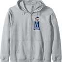Mount St. Mary's University Mountaineers Mascot & M Logo Zip Hoodie, Grey Large