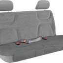 Motor Trend Seat Cover for Cars Trucks SUV, Faux Leather Rear Bench Gray Padded Car Seat Cover with Storage Pockets, Premium Interior Car Seat Cover