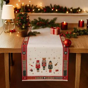Folkulture Christmas Table Runner 108 Inches Long |100% Cotton Boho Plaid Runner for Xmas Dining &Coffee Tables | Nutcracker Table Runner for Holiday Decor | Festive Christmas Table Decor & Xmas Gift