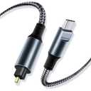 Kumiho Braided USB C to Optical Audio Cable 6Ft Unidirectional USB C to Toslink Optical for TV/Soundbar, Sony PS5,Speakers & Home Theater Systems