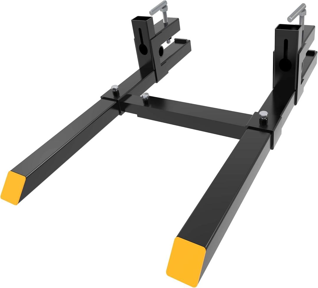 60" 4000lbs Clamp on Pallet Forks Heavy Duty Tractor Forks with Adjustable Stabilizer Bar Tractor Bucket Forks for Tractor Attachments, Skid Steer, Loader Bucket