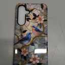 Compatible with MagSafe Case for Samsung Galaxy S25 FE, Cute Aesthetic Stained Glass Flower Bird Magnetic Design Phone Case, Soft TPU and Hard PC Protective Phone Cover for Women Girls