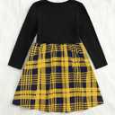 WDIRARA Toddler Girl's Plaid Bow Front Ribbed Knit Round Neck Long Sleeve A Line Dress