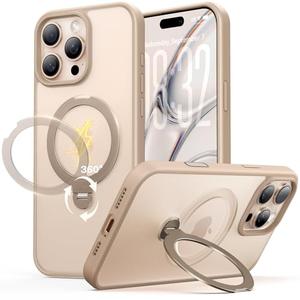 Peerock for iPhone 16 Pro Case: with 360° Spin Magnetic Stand, Camera Control Button, Fit for MagSafe, Military Drop Protection Slim Protective Phone Cover for 16Pro with Ring Kickstand, 6.3", Desert