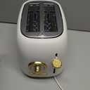2-Slice Toaster, Wide Slots, 7 Bread Shade Settings, Stainless Steel, Bagel, Cancel, and Defrost Functions, Removable Crumb Tray, Retro Style Toaster,Matte White and Gold