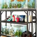 40 Gallon Fish Tank Stand with Power Outlets, Adjustable Aquarium Stand, Heavy Duty Terrarium Stand, Metal reptile tank stand, Suitable for Home Office,660LBS Capacity, Black