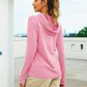 KEFITEVD Womens UPF 50+ Sun Hoodie Shirt Long Sleeve Fishing Hiking Hooded UV Shirts Lightweight Quick Dry Tops (Pink, S)
