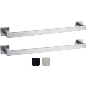 24 Inch Towel Bar 2 Pack for Bathrooms 12/16/24/28/32/36 Inch Stainless Steel 304 Brush Nickel Towel Holder Modern Square Towel Rod Rustproof Wall Mount 2 of Pack(24 inch, Brush Nickel)