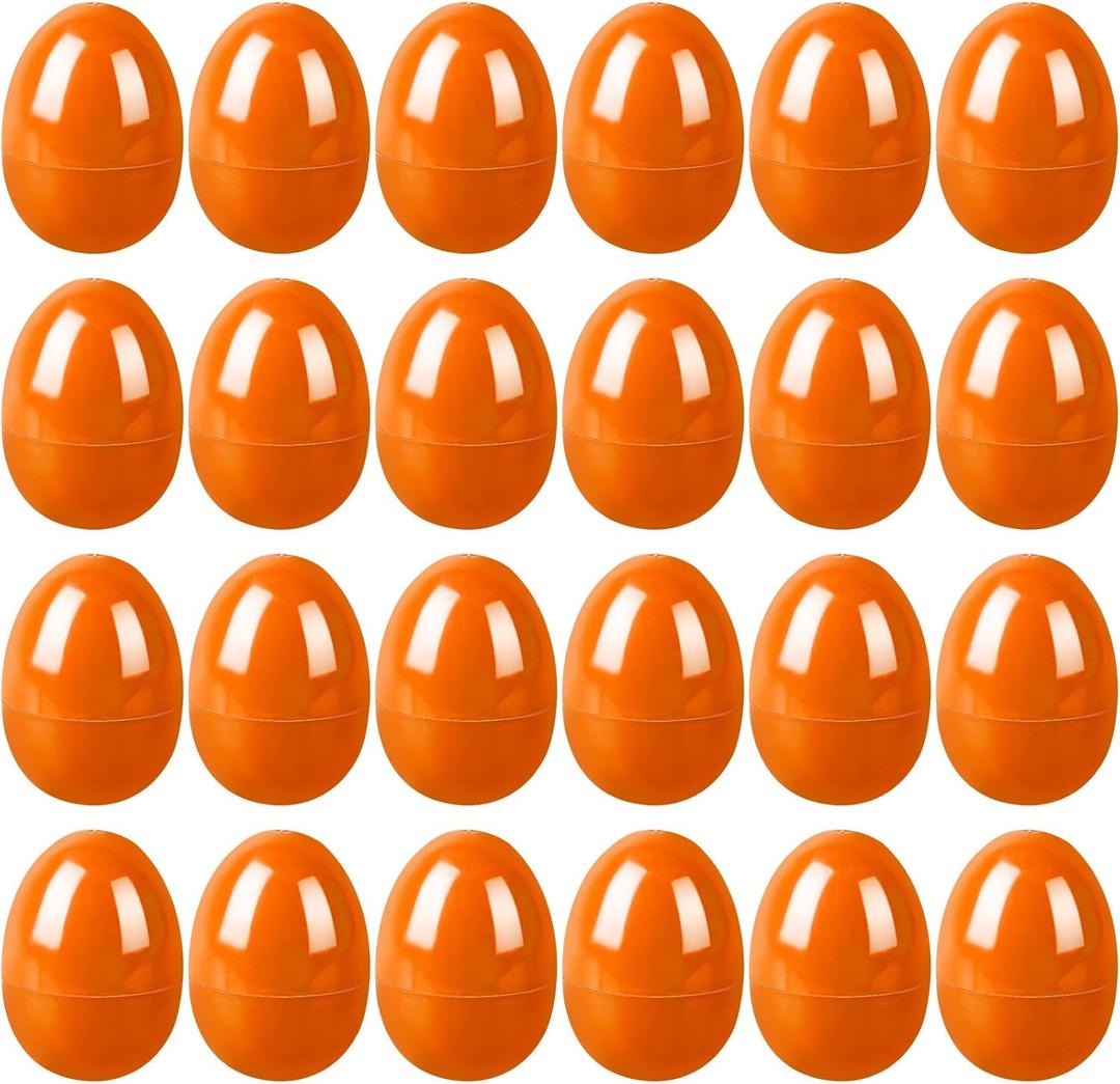 24 Pcs Easter Eggs Plastic Fillable Easter Eggs Bulk Empty Blank for Easter Basket Stuffers Fillers Easter Theme Party Favor Easter Hunt Stuffers Classroom Prize (Orange)