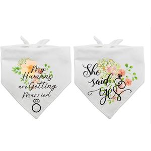 Dog Bandana for Wedding - My Humans are Getting Married She Said Yes Funny Engagement Pet Scarf, Photo Prop Gift for Dog Lovers - Pack of 2 Adjustable