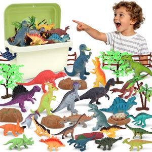 34PCS Dinosaur Toys for Kids 3-5 with Storage Box,Realistic Dinosaur Figures for Kids 3-5 Years Old,Birthday Gift for Boys Girls