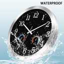 Caysie 16 Inch Large Outdoor Clocks Waterproof with Thermometer Combo-Black
