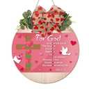 Lineshading Christian Valentine's Door Sign Religious for God Love John 3:16 Pink Valentines Day Decorations Rustic Bible Verse Wooden Bow Hanging Plaque Wreaths for Wall Yard Lawn Porch Decor