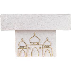 Decorative Mosque Sculpture with Gold Domes, White and Gold