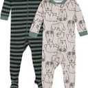 Gerber Baby-Boys 2-Pack Footed Pajamas (Bear Green Stripes White) 12 Months