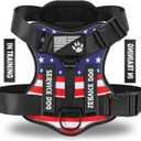Demigreat Service Dog Harness, Reflective Dog Vest Harness with 5 PCS Patches, Adjustable Soft Oxford Pet Harness, Inner Layer Mesh, Easy to Control for Dogs (USFLAG, Large (Pack of 1))