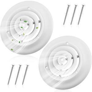 Therwen 2 Pcs 6 Inch Round Vent Cover, White Round Ceiling Diffuser with Screws HVAC Vent Duct Cover Replacement Exhaust Fan Covers for Home Office Kitchen Ventilation Use, Outer Dimensions: 9-15/16"
