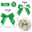 AIMUDI Green Satin Ribbon Bows 2" Self Adhesive Satin Bows for Gift Wrapping Premade Ribbon Bows with Double-Sided Tape for Making Crafts Baby Shower Birthday Party Wedding Decorations, 50 PCs