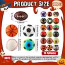 Meooeck 108 Pcs Halloween Mini Stress Balls Bulk 2.5'' Pumpkin Ghost Sport Squeeze Balls Stress Relief Sensory Fidget Foam Toy Basket Goodie Stuffers Gift for Halloween Party Favor Kids Adults Prizes