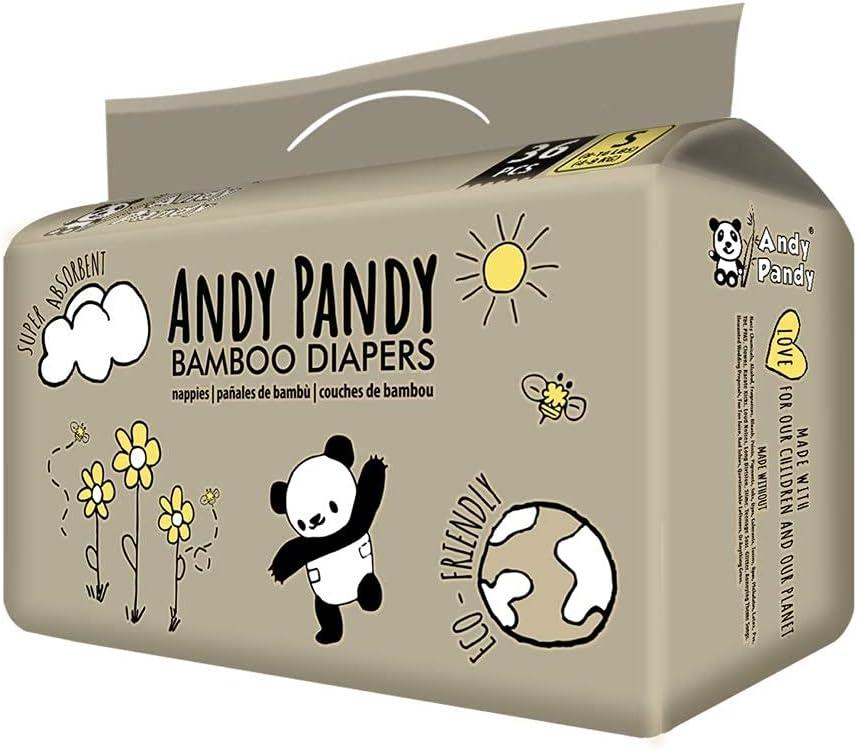 Andy Pandy Bamboo Disposable Diapers Small, White, 8-16 lbs, 36 Count per Pack, 3 Pack