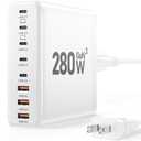 280W USB C Charger Block, 8-Port USB C Charging Station GaN III PD 65W Laptop Charger Adapter Compatible with MacBookPro/Air,DELL,iPad,Portable Charging Station for iPhone,Samsung Galaxy (White)