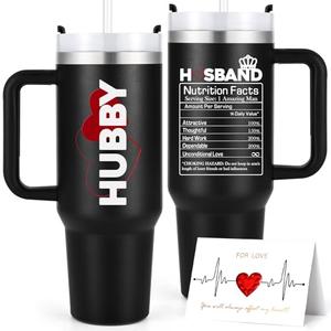 LiqCool Valentine Gifts for Husband, Gifts for Husband, Hubby Coffee Mug from Wife, Worlds Best Husband Gifts Idea, Wedding Anniversary, Christmas, Birthday Gifts for Men, Him, (Black)